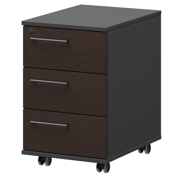 Тумба мобильная/подвесная правая Кортез KZT-61R 416x568x648 (Дуб венге/Графит)