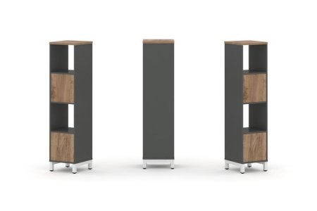 Набор стеллажа 1 сторонний, 4 яруса SN.NS-411 (387х400х1615) (Антрацит/Дуб Табак/Металл Белый)