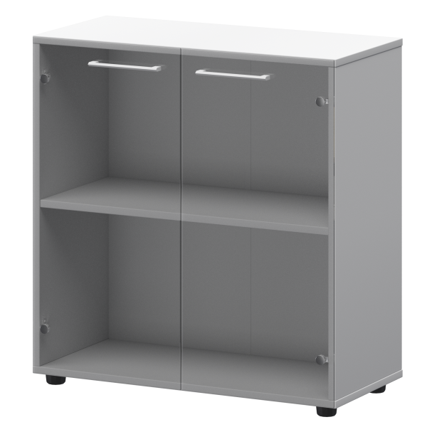 Шкаф низкий со стеклом Кортез СМШ28S(Б) 792x380x811 (Белый)