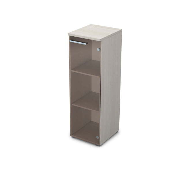 9П.017.3 Пенал средний со стеклом (400x450x1245) (Ivory)