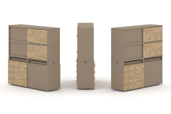 Тумба двойная + высокая надставка ES.NB.2V-24 (1500х410х1520) (Латте/Тиквуд Светлый)