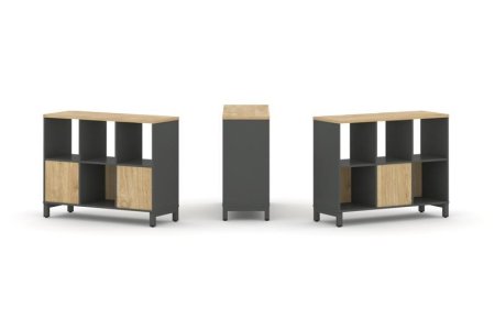 Набор стеллажа 2-х сторонний, 2 яруса SN.NSD-231 (1121х400х881) (Антрацит/Тиквуд Светлый/Металл Антрацит)