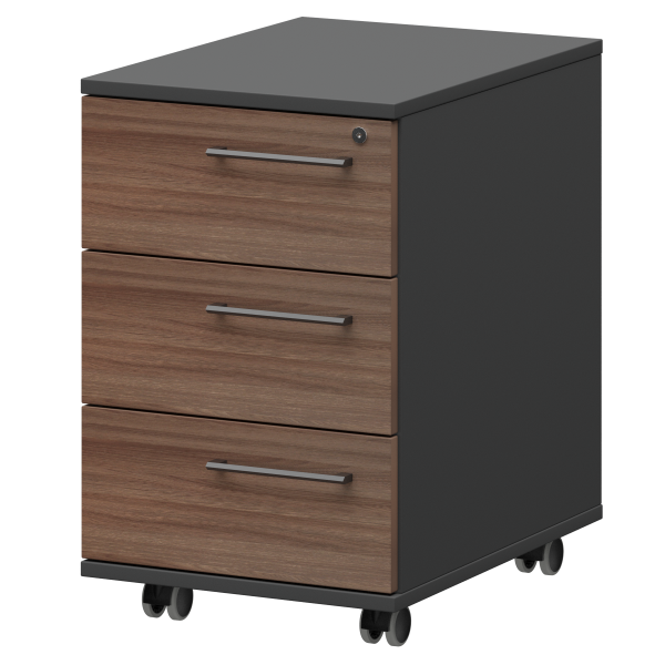 Тумба мобильная/подвесная левая Кортез KZT-61L 416x568x648 (Темный шимо/Графит)