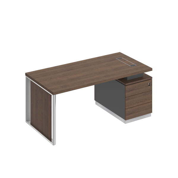 Стол на опорной тумбе с декоративной вставкой Bravo БР 109 1800x900x750 (Дуб гладстоун / Антрацит премиум / Дуб гладстоунСерый)