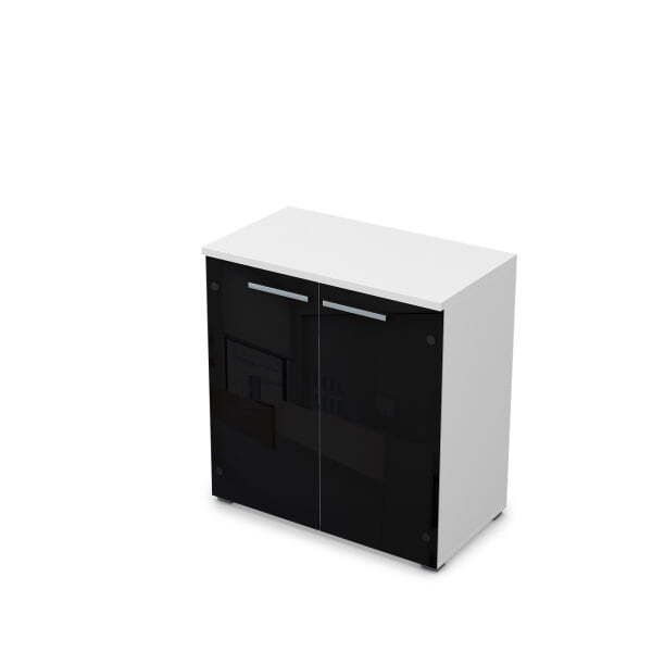 9Ш.023.4 Шкаф низкий со стеклом (800x450x845) (Белый премиум)