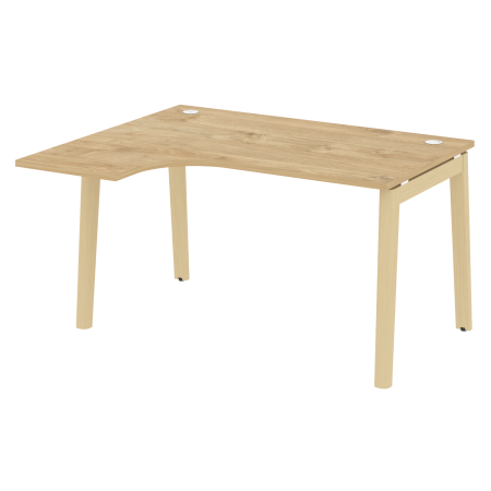 Стол эргономичный левый на деревянных опорах Onix Wood OW.SA-3L 1380x1180x750 (Тиквуд Светлый/Дуб Светлый)