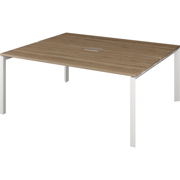 Бенч двойной на 2 рабочих места на металлокаркасе Аргентум-МП НТМП.П.Б2-180 1800x1496x750 (Дуб сафари/Белый)