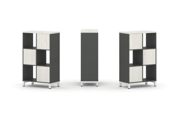 Набор стеллажа 1 сторонний, 3 яруса SN.NS-321 (754х400х1248) (Антрацит/Дуб Наварра/Металл Белый)