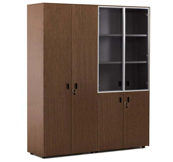 EXE Шкаф комбинированный + для бумаг (Орех/Черный)