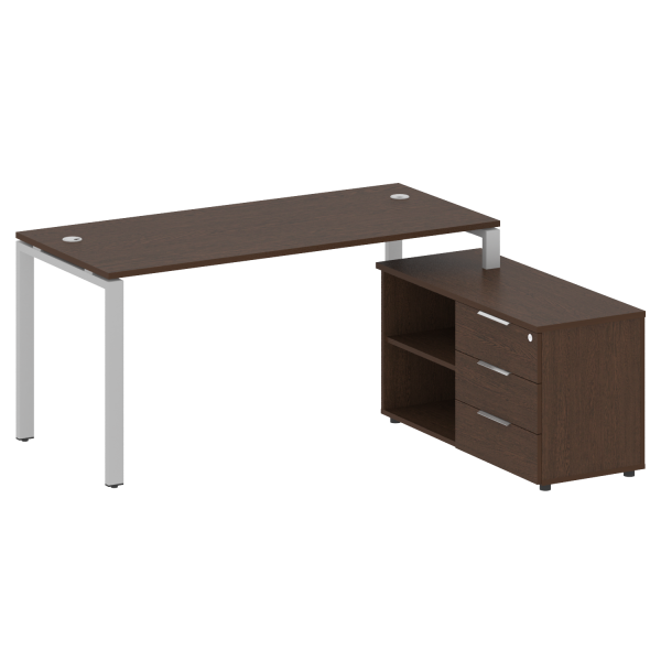 Рабочая станция с опорной тумбой правая Metal System Style БП.РС-СТС-2.4 Пр 1700x1520x750 (Венге Цаво/Серый металл)
