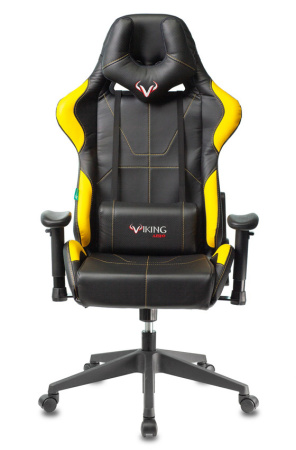 Кресло игровое Zombie VIKING 5 AERO черный/желтый эко.кожа с подголов. крестов. пластик (Желтый)