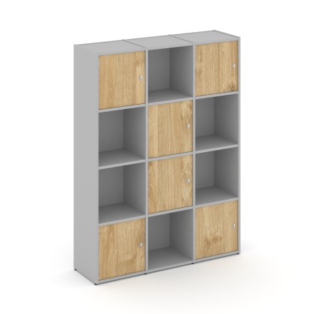 Стеллаж Locker Plus LK.K-006 1188x350x1593 (Серый | Тиквуд Светлый)