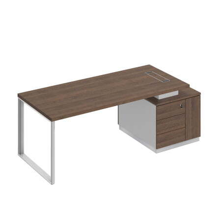 Стол руководителя на опорной тумбе левый Bravo БР 106 2180x900x750 (Дуб гладстоун / Белый премиум / Дуб гладстоунСерый)