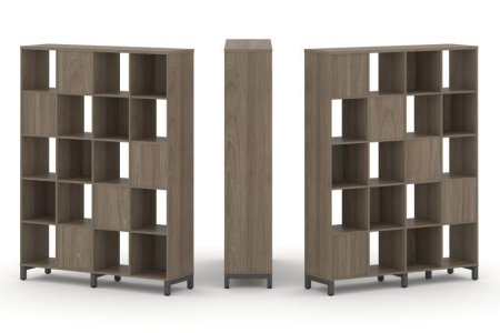 Набор стеллажа 2-х сторонний, 5 ярусов SN.NSD-541 (1488х400х1982) (Вяз Благородный/Металл Антрацит)