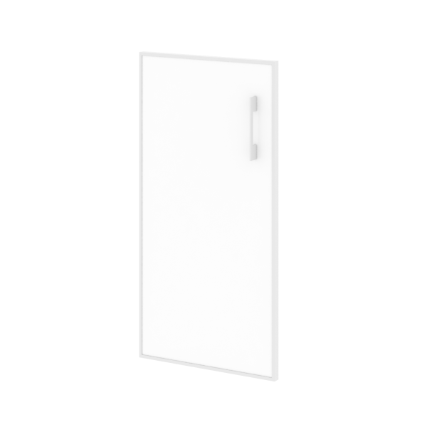 Дверь стеклянная белая левое в раме низкое Lacobel LT.S-3 R (L) White (Белый)