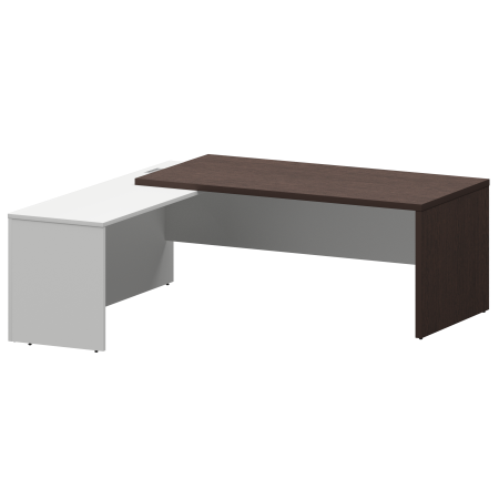 Стол руководителя левый Кортез KZP-20L 2000x2000x750 (Дуб венге/Белый)