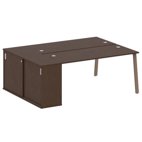 Рабочая станция с шкафом-купе на А-образном м/к Metal System Style БА.РС-СШК-1.4 Т 2010x1475x750 (Венге Цаво/Мокко металл)