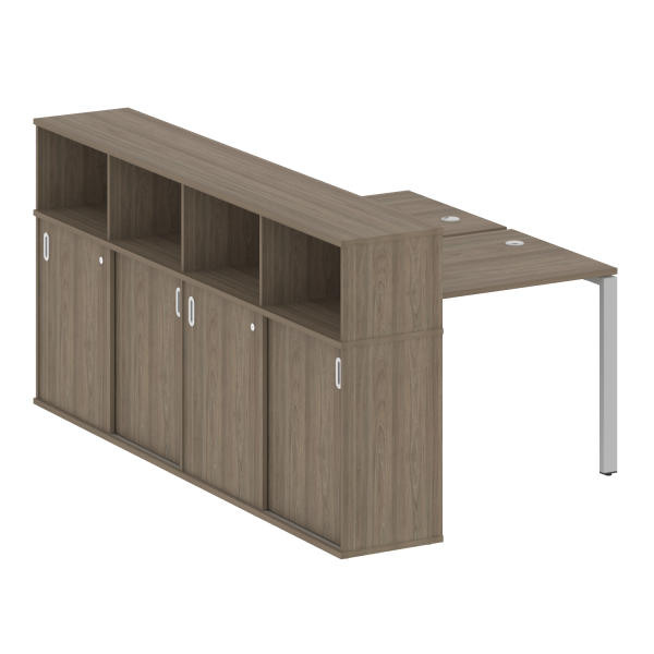 Рабочая станция с опорным шкафом-купе Metal System Style БП.РС-СШК-4.1 1410x2332x1098 (Вяз/Серый металл)