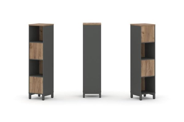 Набор стеллажа 2-х сторонний, 4 яруса SN.NSD-411 (387х400х1615) (Антрацит/Дуб Табак/Металл Антрацит)