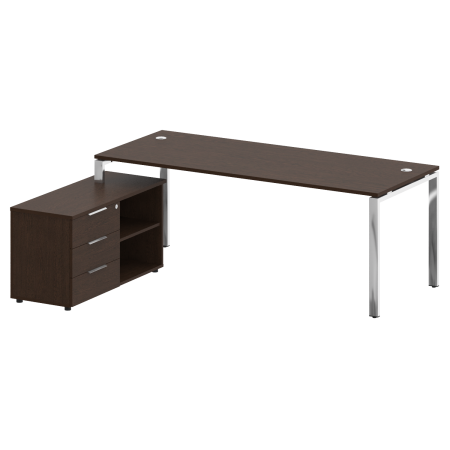 Стол для руководителя с тумбой левый БГ.СРТ-6.8 (L) 2100x1620x750 (Венге Цаво/Нерж. Сталь)