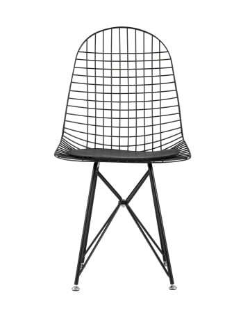 Стул обеденный Eiffel черный с черной подушкой (Стул кухонный Eiffel черный)