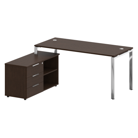 Стол для руководителя с тумбой левый БГ.СРТ-4.7 (L) 1700x1520x750 (Венге Цаво/Нерж. Сталь)