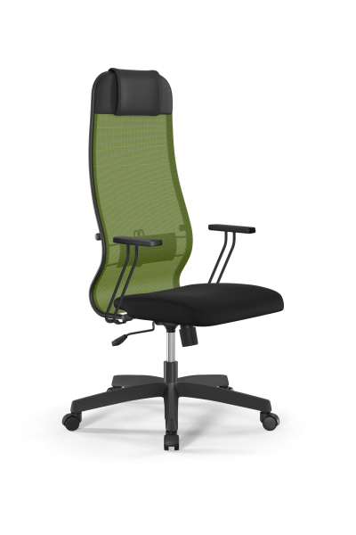 Кресло для руководителя Метта Sit 10 B1-111T - X2+UMF(X1) /Ub00/Wh00/T1bp-b(M09.B02.G15.W01) (Зеленый | Черный)