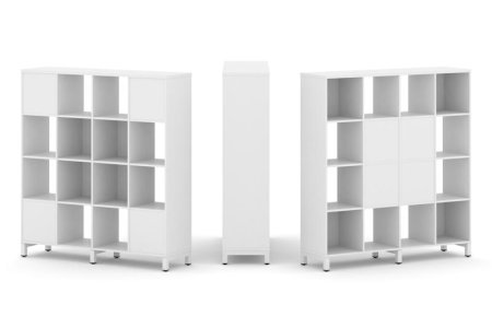 Набор стеллажа 2-х сторонний, 4 яруса SN.NSD-441 (1488х400х1615) (Белый/Металл Белый)