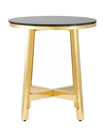 Журнальный стол 50*50 АЛЬБА золото стекло черное (Журнальный стол Альба золотой)