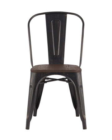 Стул TOLIX WOOD черный патина золото (Стул Tolix черный, платина-золото)