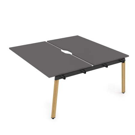 10БДСВ.289 Стол системы Бенч с вырезом, сдвоенный, на 2 рабочих места - средний (1400x1635x750) (Graphit/Iron wood металл)