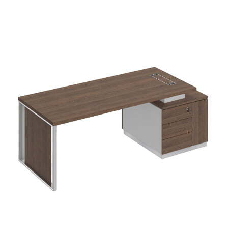 Стол руководителя с декоративной вставкой Bravo БР 112 2180x900x750 (Дуб гладстоун / Белый премиум / Дуб гладстоунСерый)