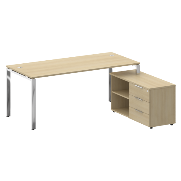 Стол для руководителя с тумбой правый БГ.СРТ-5.8 (R) 1900x1620x750 (Акация Лорка/Нерж. Сталь)