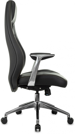 Кресло руководителя _Zen черный кожа крестов. алюминий (Черный)