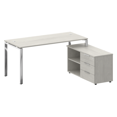 Стол для руководителя с тумбой правый БГ.СРТ-4.7 (R) 1700x1520x750 (Дуб Наварра/Нерж. Сталь)