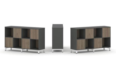 Набор стеллажа 2-х сторонний, 2 яруса SN.NSD-241 (1488х400х881) (Антрацит/Вяз Благородный/Металл Белый)