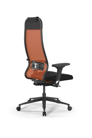 Кресло для руководителя Метта SynchroSit 10 B1-111D - X2+UMF(X1) /Ub00/Wh00/D02P(M24.B11.G19.W02) (Черный | Оранжевый)