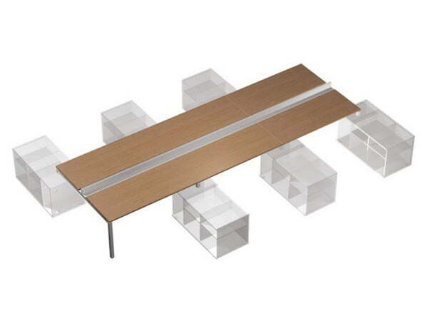 Рабочая станция (6х160) с ProSystem на 6-ти опорных тумбах правых (БЕЗ ТУМБ) Profiquadro КВ 0153-3 Б (Белый премиум / Вишня скандинавскаяСерый)