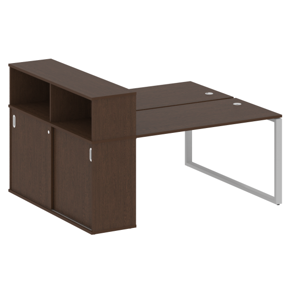 Рабочая станция с шкафом-купе на О-образном м/к Metal System Style БО.РС-СШК-2.3 Т 1810x1475x1098 (Венге Цаво/Серый металл)
