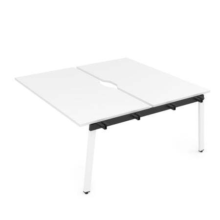 10БДСВ.289 Стол системы Бенч с вырезом, сдвоенный, на 2 рабочих места - средний (1400x1635x750) (Белый премиум/Белый металл)