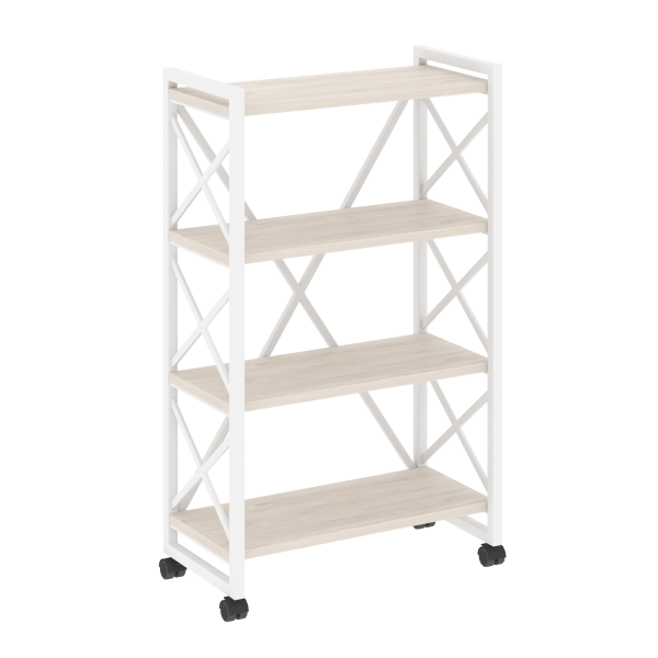Стеллаж на колесных опорах-4 полки VR.L-MST.K-4.8 800x400x1334 (Денвер Светлый/Белый металл)