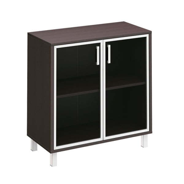 Шкаф низкий для документов две стеклянные двери Борн B 410-822 900x450x940 (Венге)