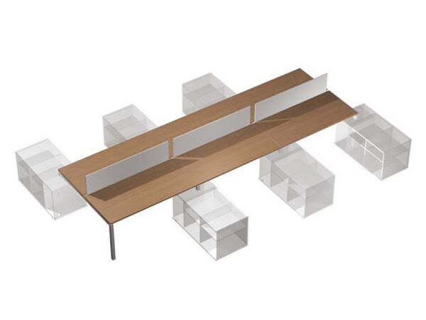 Рабочая станция (6х160) с экранами без правых тумб Profiquadro КВ 0144-3 БВ 5348x3400x750 (Белый премиум / Вишня скандинавскаяСерый)