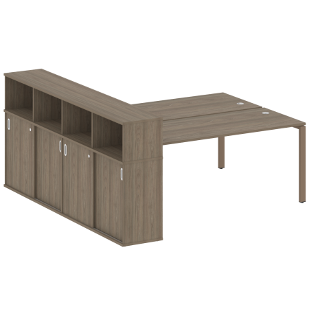 Рабочая станция с опорным шкафом-купе Metal System Style БП.РС-СШК-4.5 2210x2332x1098 (Вяз/Мокко металл)