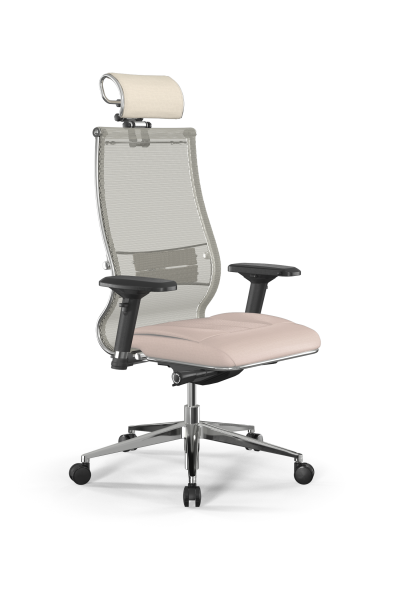 Кресло для руководителя Метта Samurai L2-6D - TS+Infinity /Kc00/Wm06/D04P/H2cL-3D(M26.B32.G25.W03) (Молочный)