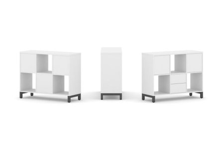 Набор стеллажа 1 сторонний, 2 яруса SN.NS-231 (1121х400х881) (Белый/Металл Антрацит)