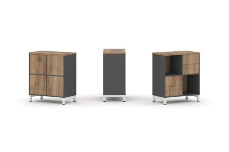 Набор стеллажа 1 сторонний, 2 яруса SN.NS-221 (754х400х881) (Антрацит/Дуб Табак/Металл Белый)