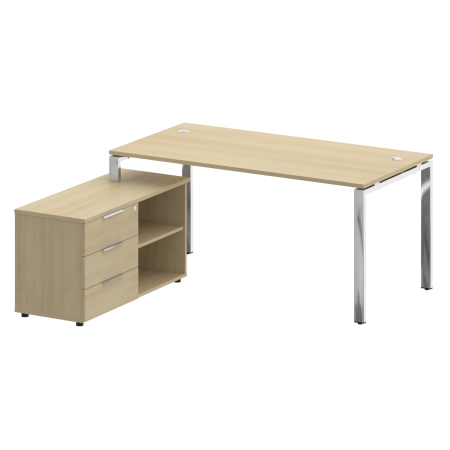 Стол для руководителя с тумбой левый БГ.СРТ-4.8 (L) 1700x1620x750 (Акация Лорка/Нерж. Сталь)