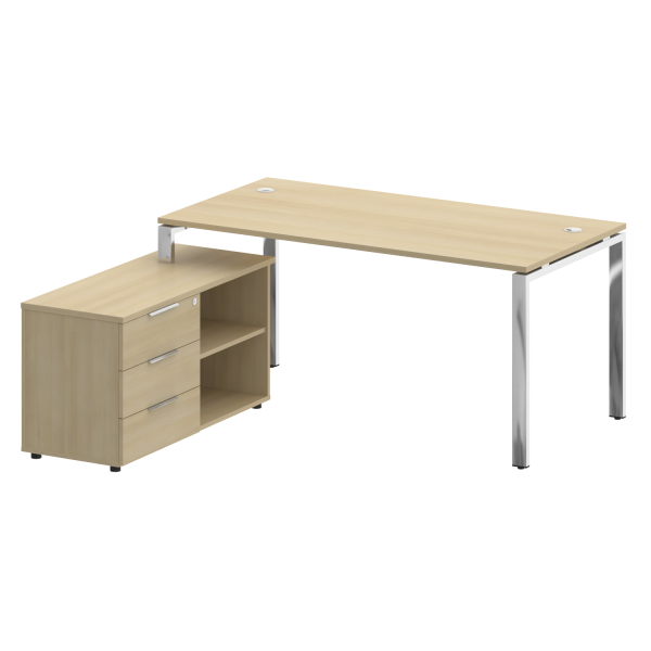 Стол для руководителя с тумбой левый БГ.СРТ-4.8 (L) 1700x1620x750 (Акация Лорка/Нерж. Сталь)