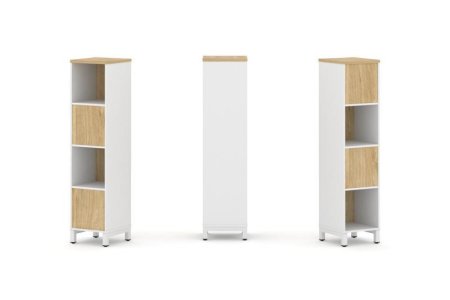 Набор стеллажа 2-х сторонний, 4 яруса SN.NSD-411 (387х400х1615) (Белый/Тиквуд Светлый/Металл Белый)